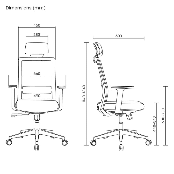 Ergo Office Premium ergonomischer Bürostuhl mit hoher Rückenlehne, max. 150 kg, ER-425