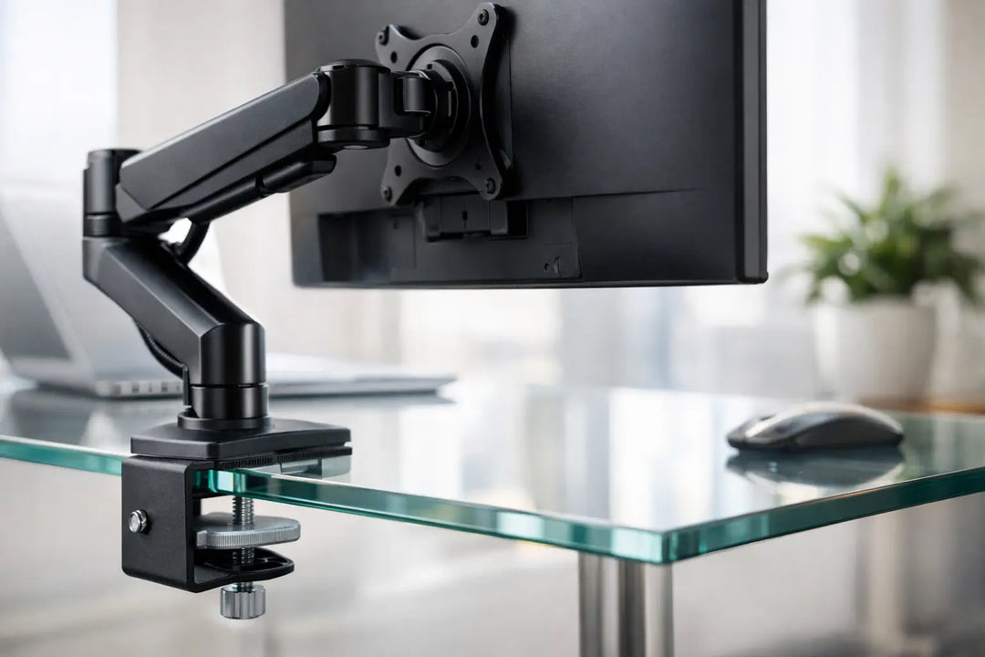 Monitorhalterung für Glastisch sicher montieren