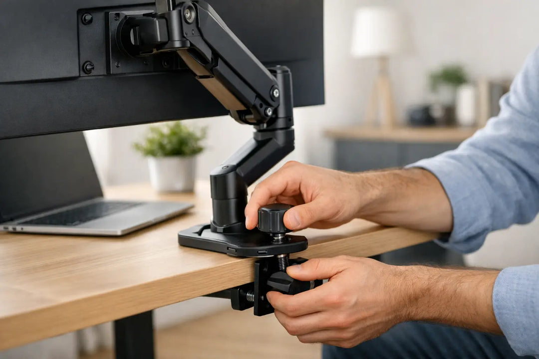 Monitorarm ohne Bohren montieren leicht gemacht