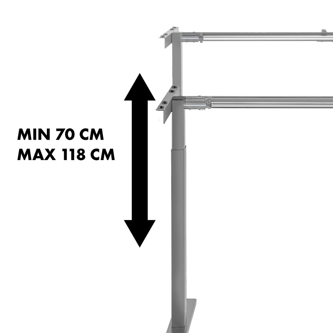 Maclean desk, manual height adjustment, without top, for standing and sitting work, max 60kg, max height 120cm, MC-790NG