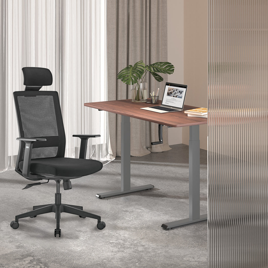 Maclean desk, manual height adjustment, without top, for standing and sitting work, max 60kg, max height 120cm, MC-790NG