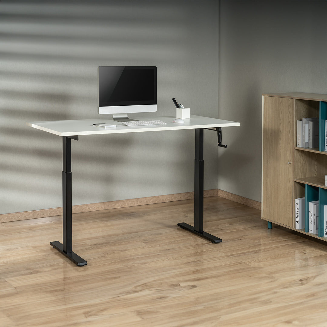 Maclean desk, manual height adjustment, without top, for standing and sitting work, max 60kg, max height 120cm, MC-790NB