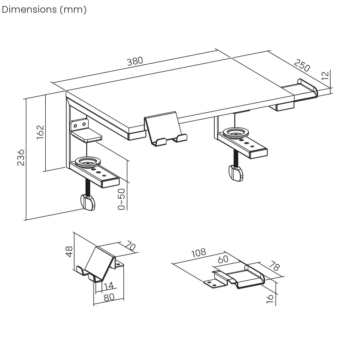Ergo Office laptop / monitor stand, max. load 20kg, for diag. 13-32", black, ER-303 B
