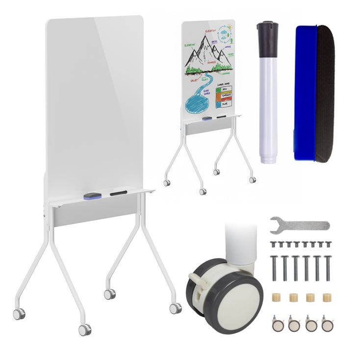 Ergo Office mobile dry erase board, vertical orientation, white, single sided, with shelf, board dimensions 1190x790mm, ER-305