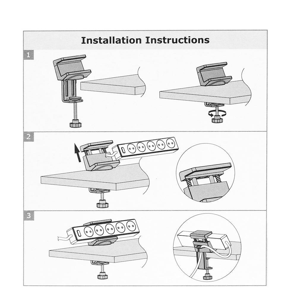 Maclean Brackets MC-808 Tischhalterung für Steckdosenleiste Weiß