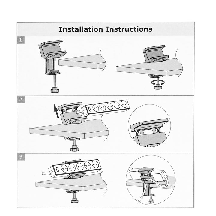 Maclean Brackets MC-808 Bureauhouder voor een stekkerdoos Wit