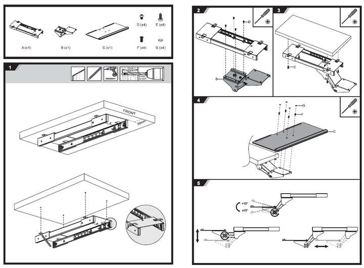 Maclean MC-757 Tastatur-Schreibtischhalter Tastatur und Maus unter Schreibtischablage 67 cm Oberflächenhalter-Pad