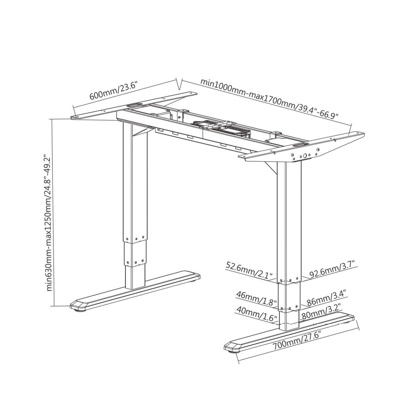 MACLEAN BRACKETS MC-763 Original Extra Sturdy Innovative Electric Standing Frame for Desk