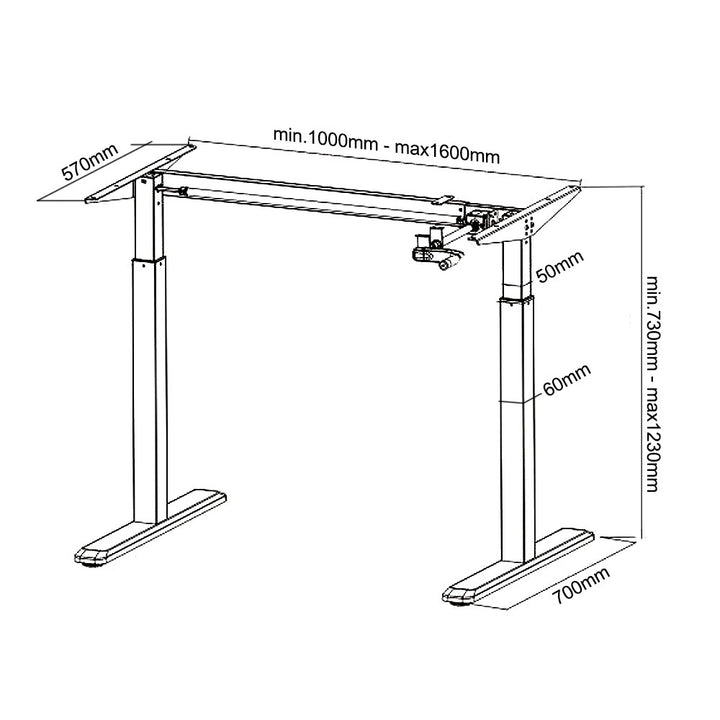 Maclean MC-790 Height Adjustable Desk Frame Manual Sit & Stand Work Table Workstation