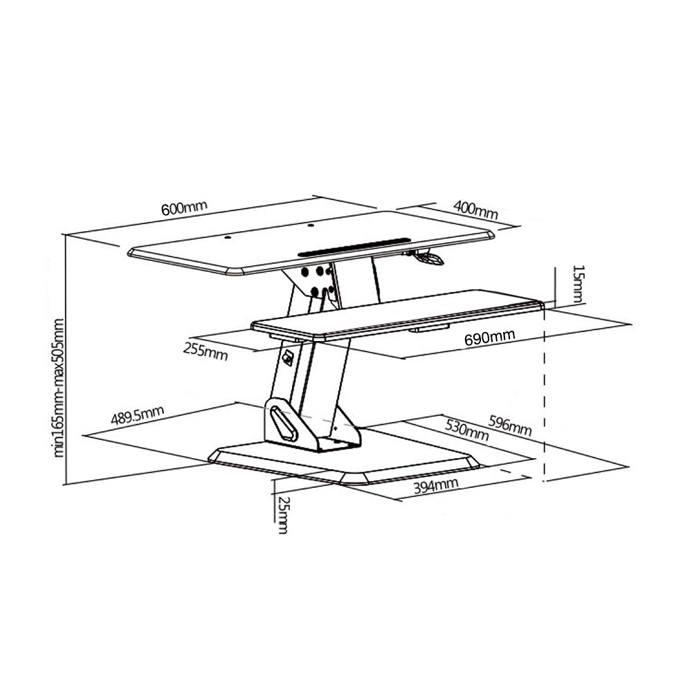 Maclean Brackets MC-792 – Sitz- und Steharbeitsplatz mit Tastaturablage