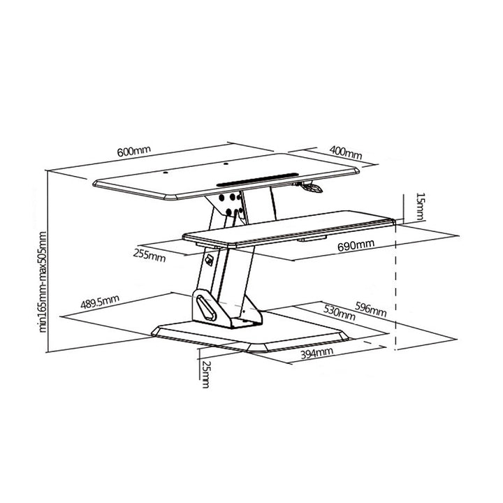 Maclean Brackets MC-792 - Zit-sta-werkstation met toetsenbordlade