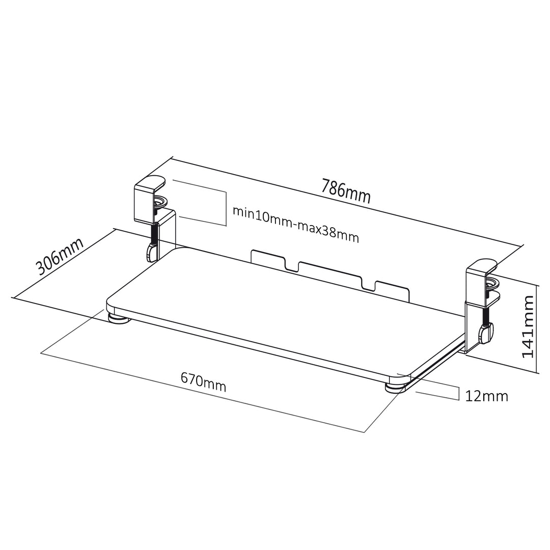 Maclean MC-839 Keyboard Mouse Holder Mounting Under Desk Tray Mount Extra Sturdy Office Steel