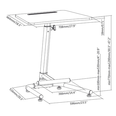 Maclean MC-849 Laptop Desk Stand Footstool Anti-Slip Footstool Adjustable Ergonomic Position Sitting Standing