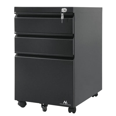 Maclean MC-850 Portable Under Desk Filing Cabinet Storage Drawer Lockable Wheels Sturdy Office Documents