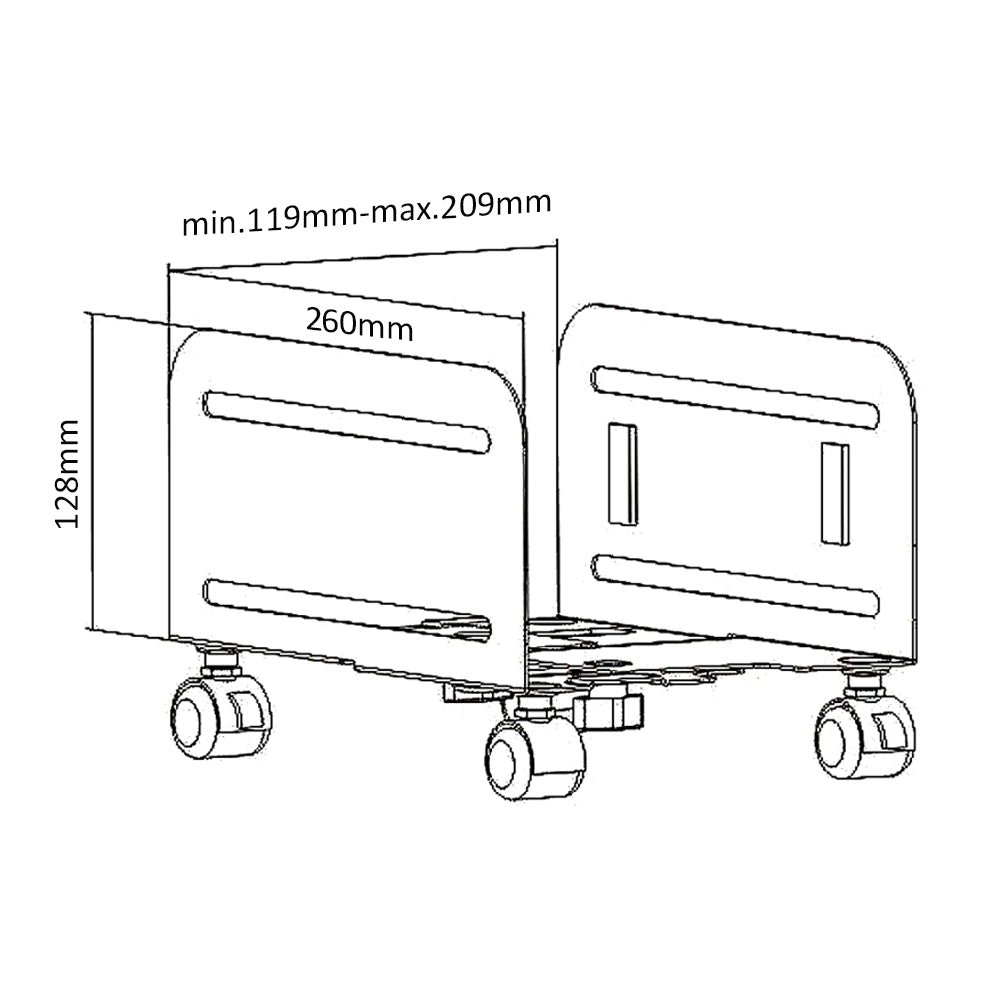 Universal Computer Stand Cart with wheels Mobile CPU up to 10kg Cart PC Desktop