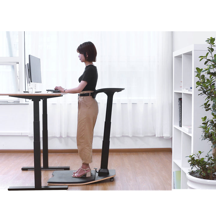 Maclean MC-872 Ergonomischer Bürohocker mit Höhenverstellung, Stehhocker, Rückenstütze, Armstütze für gesunden Rücken, gerade Wirbelsäule, ergonomische Büroarbeit