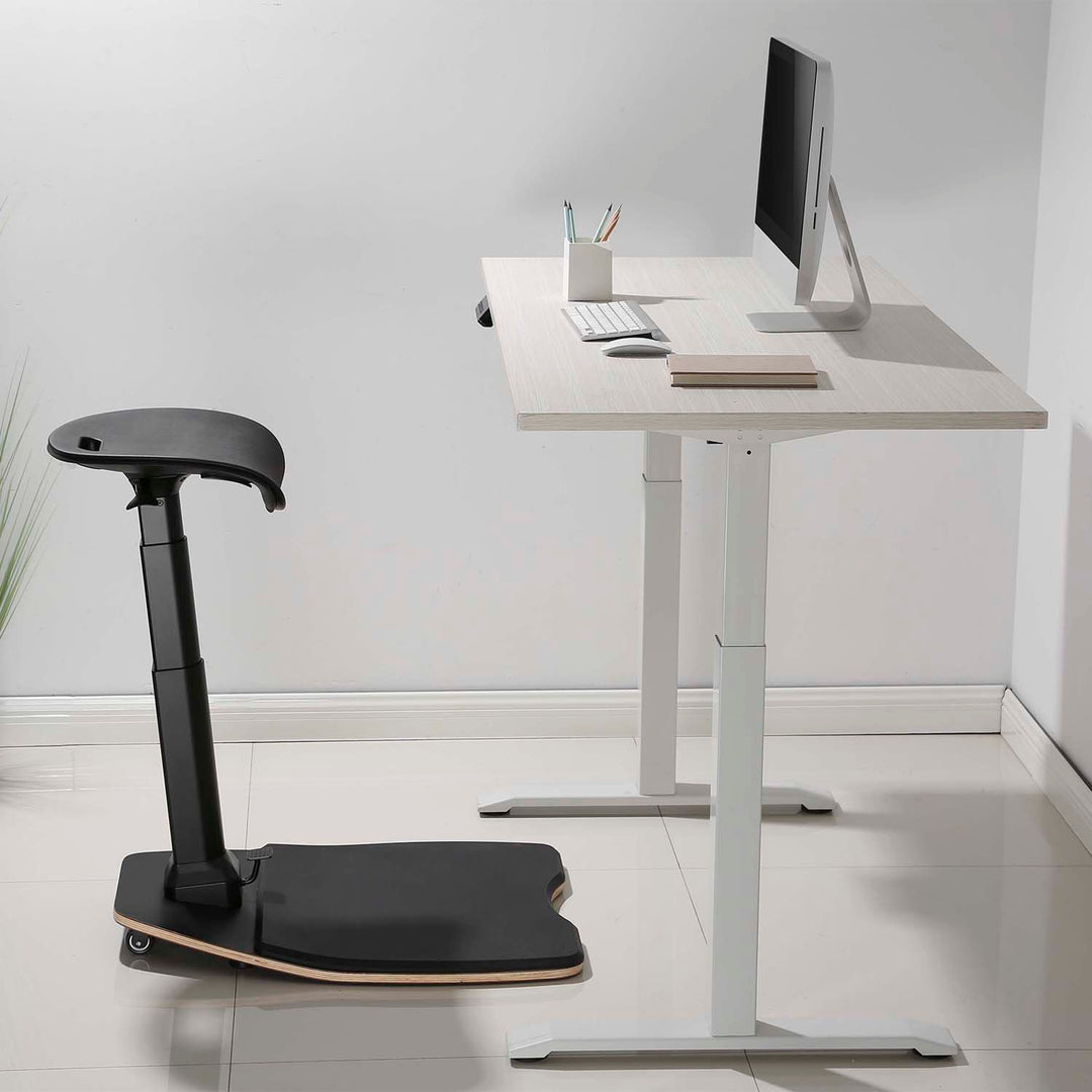 Maclean MC-872 Ergonomischer Bürohocker mit Höhenverstellung, Stehhocker, Rückenstütze, Armstütze für gesunden Rücken, gerade Wirbelsäule, ergonomische Büroarbeit