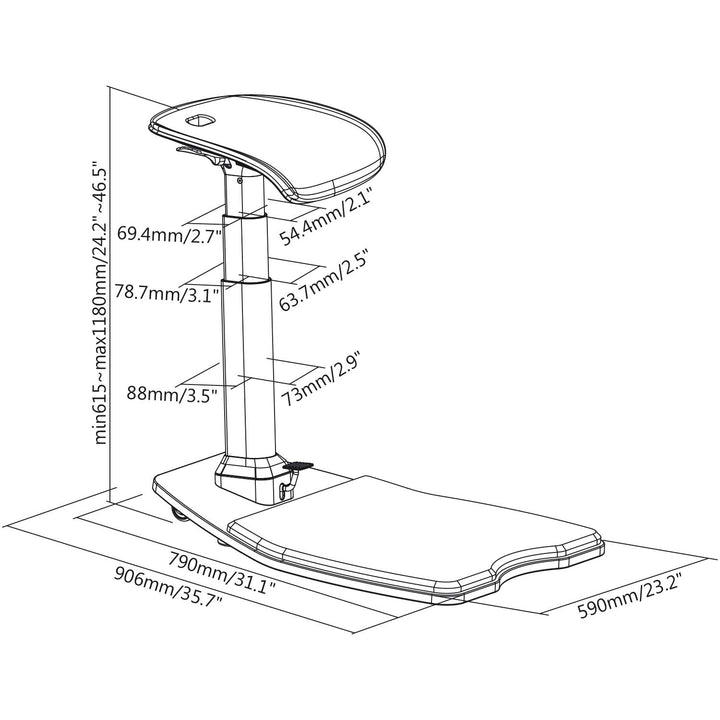 Maclean MC-872 Ergonomischer Bürohocker mit Höhenverstellung, Stehhocker, Rückenstütze, Armstütze für gesunden Rücken, gerade Wirbelsäule, ergonomische Büroarbeit