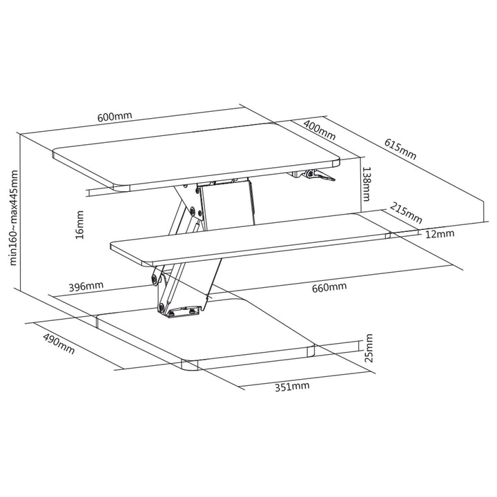 Maclean MC-882 Tischständer für Laptop, Monitor, Tastatur, Maus, für sitzende und stehende Arbeitsposition Ergonomischer Ständer