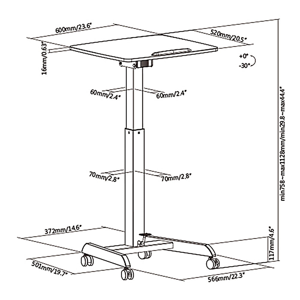 Laptop-Schreibtisch, ergonomischer Ständer, Sitztisch, höhenverstellbare Räder, Heimbüro, tragbar