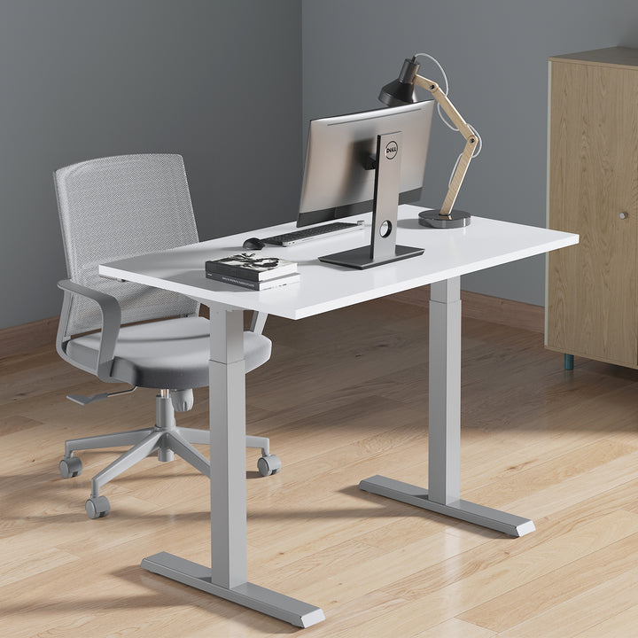 Ergo Office ER-402W Manual Height Adjustment Desk Table Frame Without Top for Standing and Sitting Work White