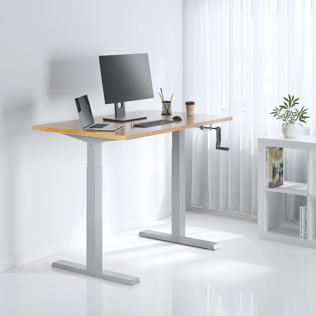 Ergo Office ER-402W Manual Height Adjustment Desk Table Frame Without Top for Standing and Sitting Work White