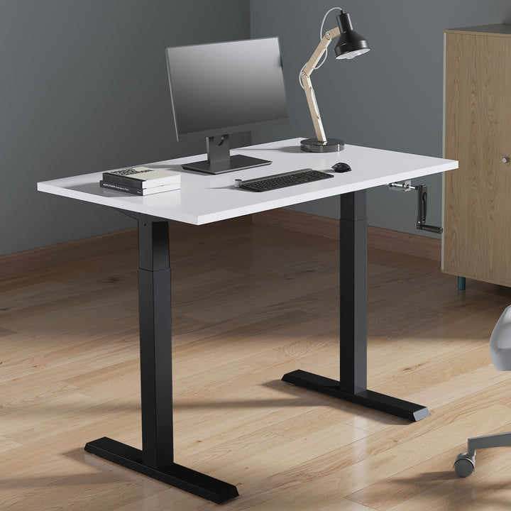 Ergo Office ER-402B Manual Height Adjustment Desk Table Frame Without Top for Standing and Sitting Work Black