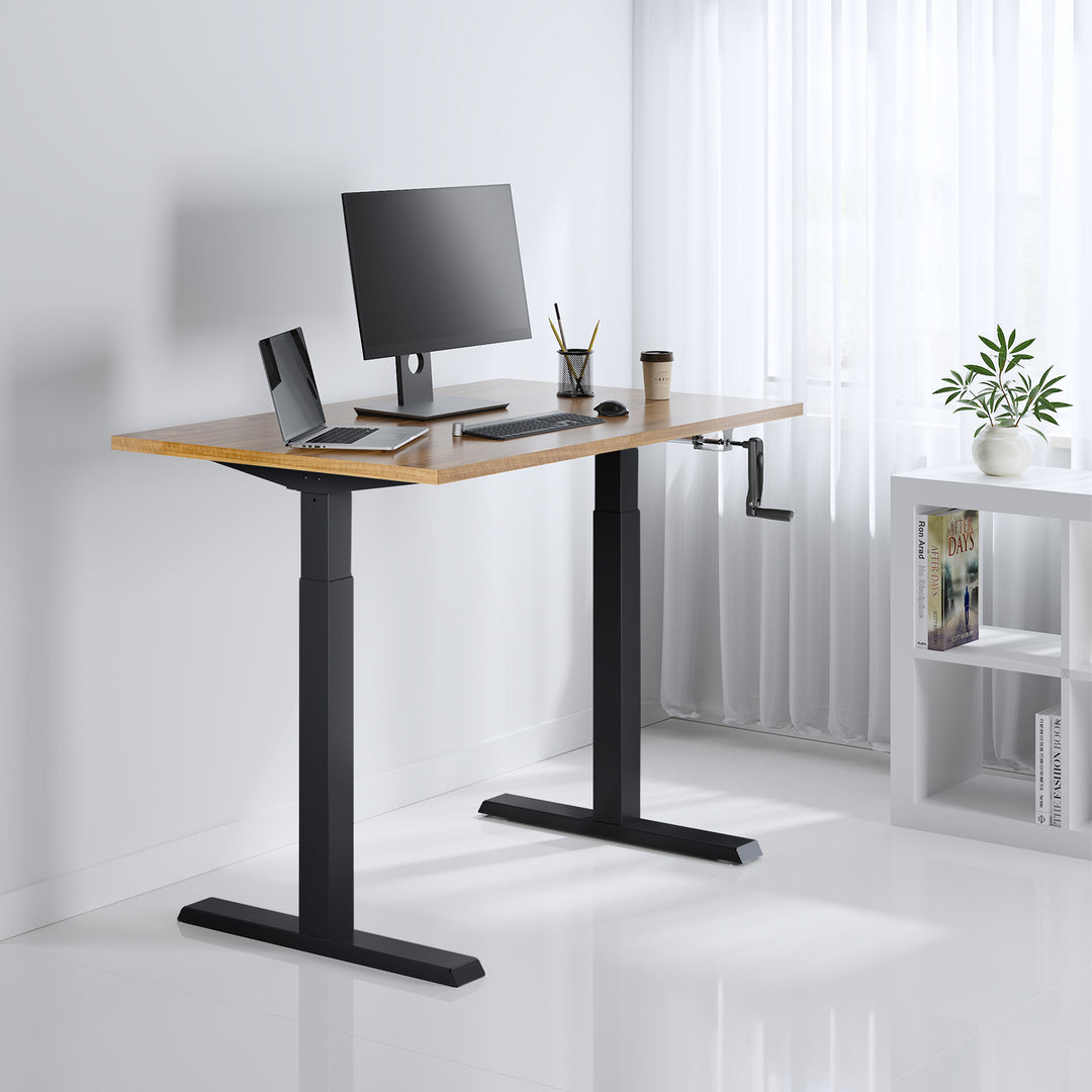 Ergo Office ER-402B Manual Height Adjustment Desk Table Frame Without Top for Standing and Sitting Work Black