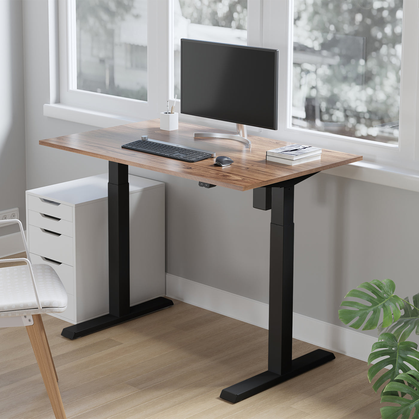 Ergo Office ER-403B Sitz-Steh-Schreibtisch Tischgestell elektrisch höhenverstellbarer Schreibtisch Bürotisch ohne Tischplatte schwarz
