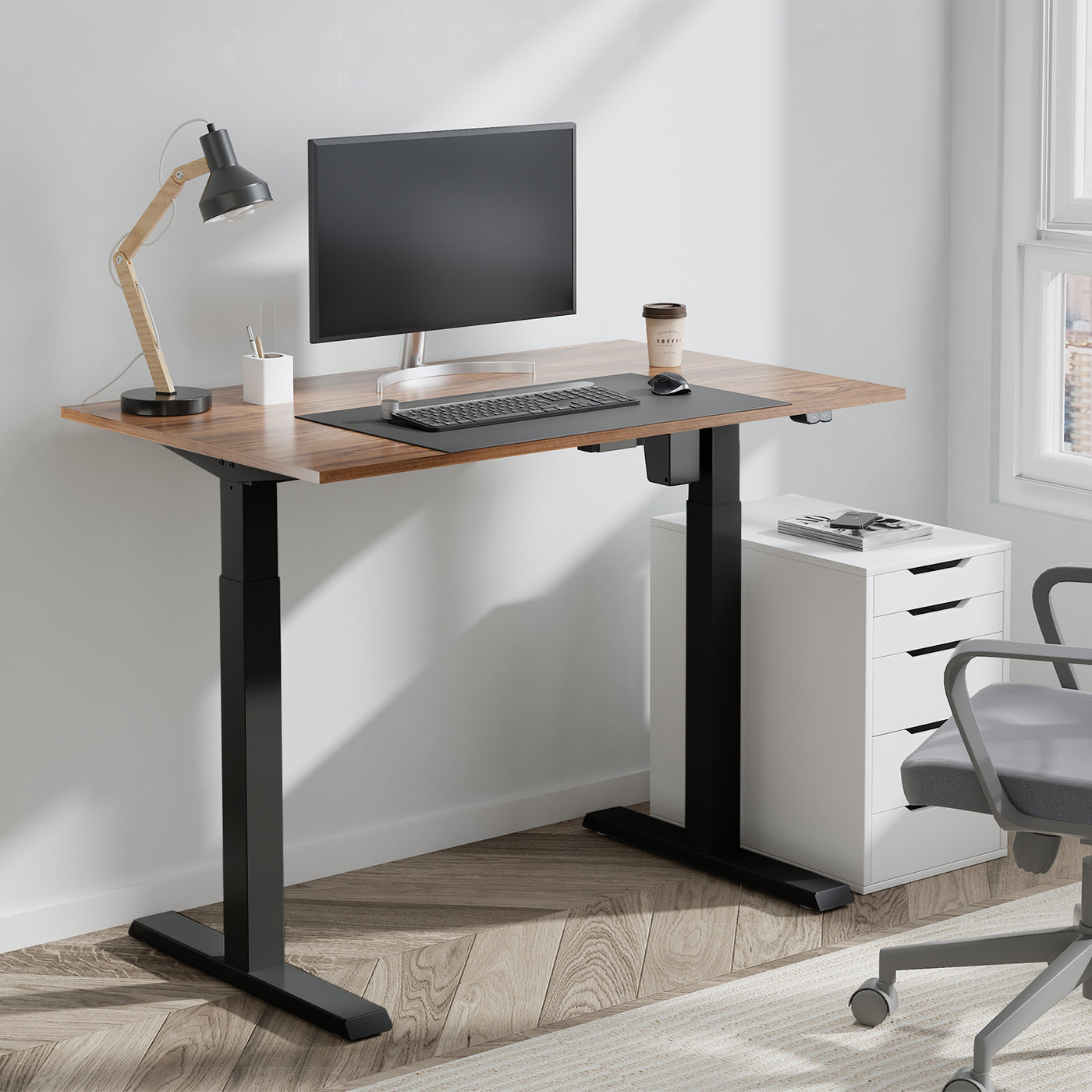 Ergo Office ER-403B Sitz-Steh-Schreibtisch Tischgestell elektrisch höhenverstellbarer Schreibtisch Bürotisch ohne Tischplatte schwarz