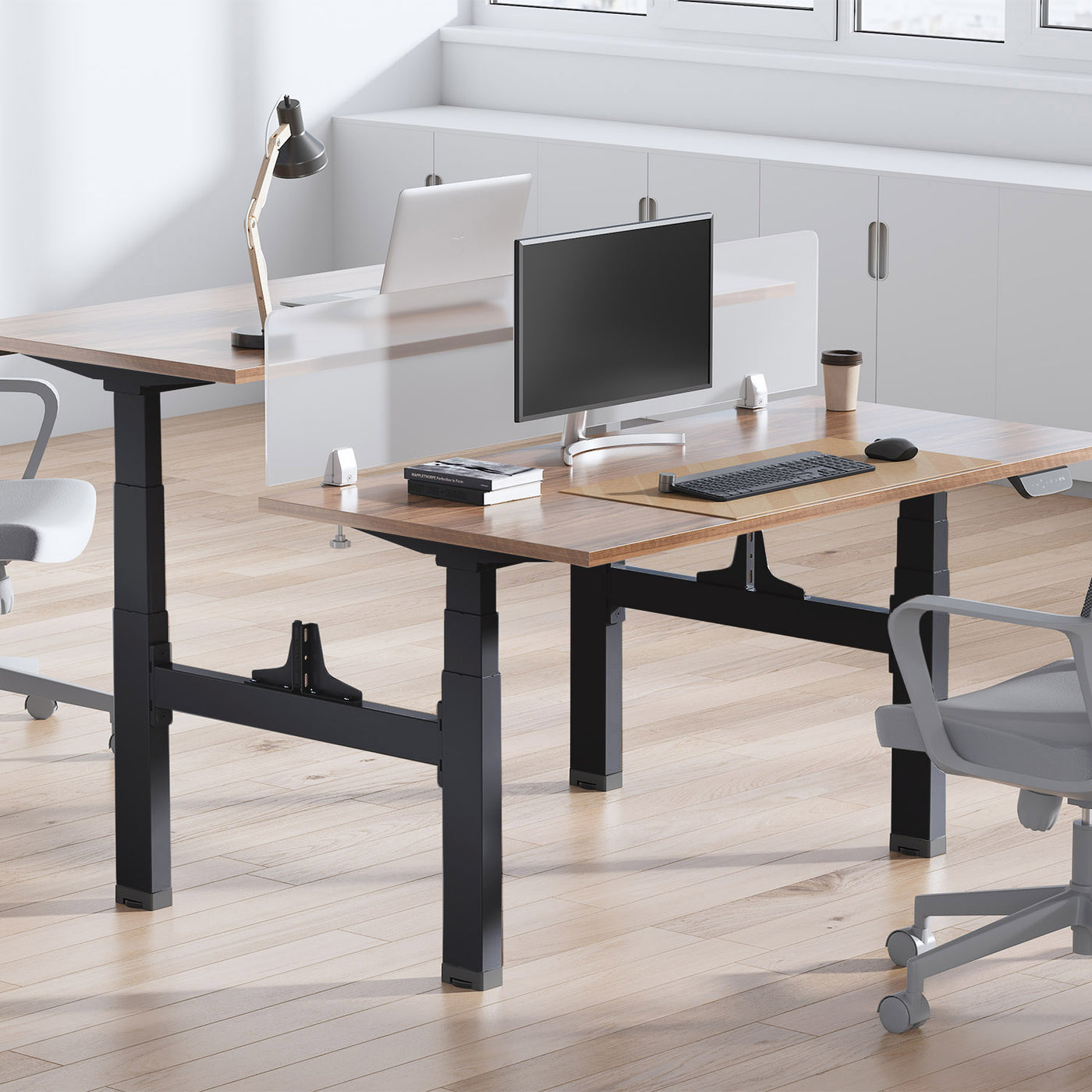 Ergo Office ER-404B Electric Double Height Adjustable Standing/Sitting Desk Frame without Desk Tops Black