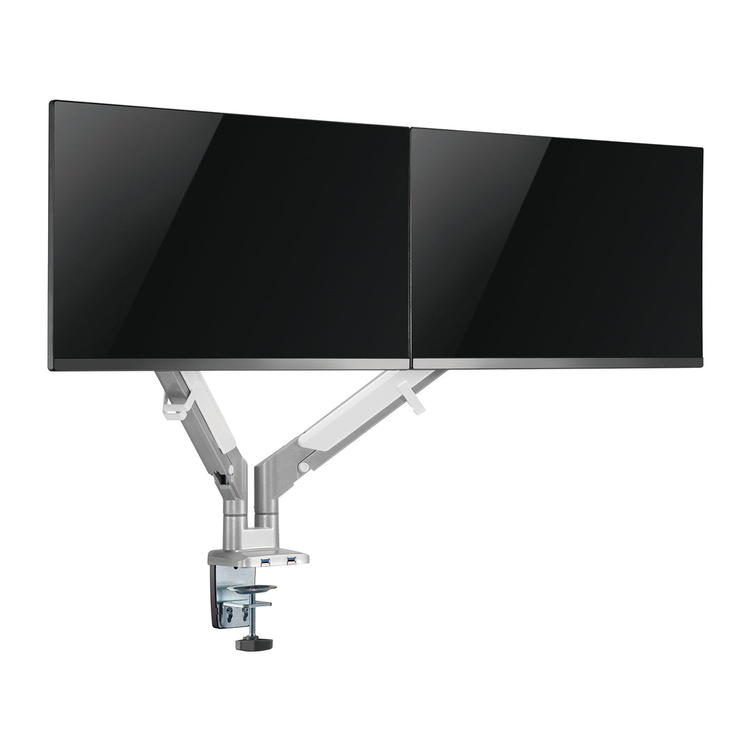 Ergo Office ER-406G Bracket for 2 Monitors Holder 2x USB 3.0 VESA Swivel Tilt Rotate 17" to 32"