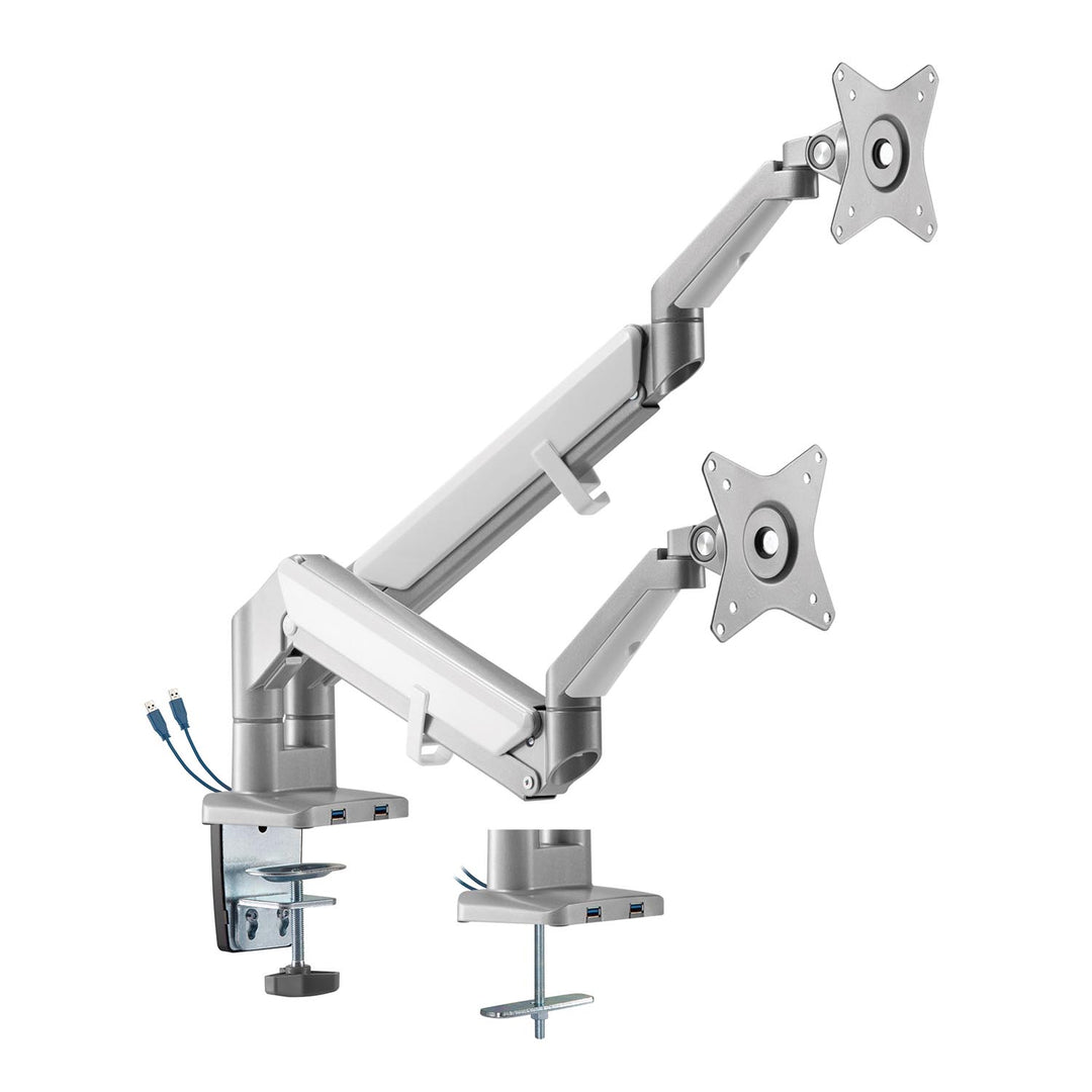 Ergo Office ER-406G Bracket for 2 Monitors Holder 2x USB 3.0 VESA Swivel Tilt Rotate 17" to 32"