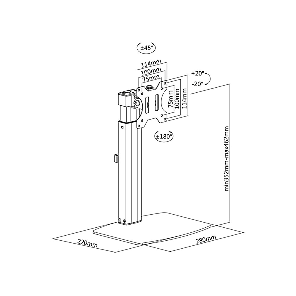 ERGOOFFICE ER-410 Monitor Bracket Holder Free Standing Desk Mount 17 - 32" Curved LCD LED VESA