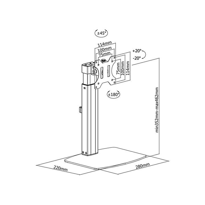 ERGOOFFICE ER-410 Monitor Bracket Holder Free Standing Desk Mount 17 - 32" Curved LCD LED VESA