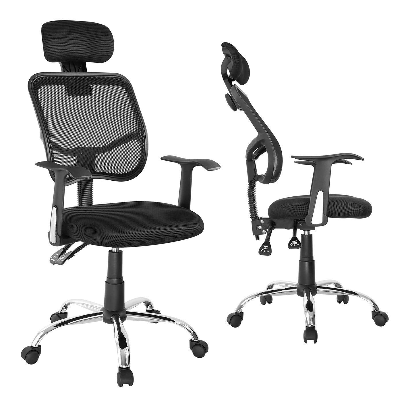 Ergo Office ER-413 Ergonomische bureaustoel Verstelbare hoofdsteun en zithoogte Mesh Swivel Duurzaam Zwart