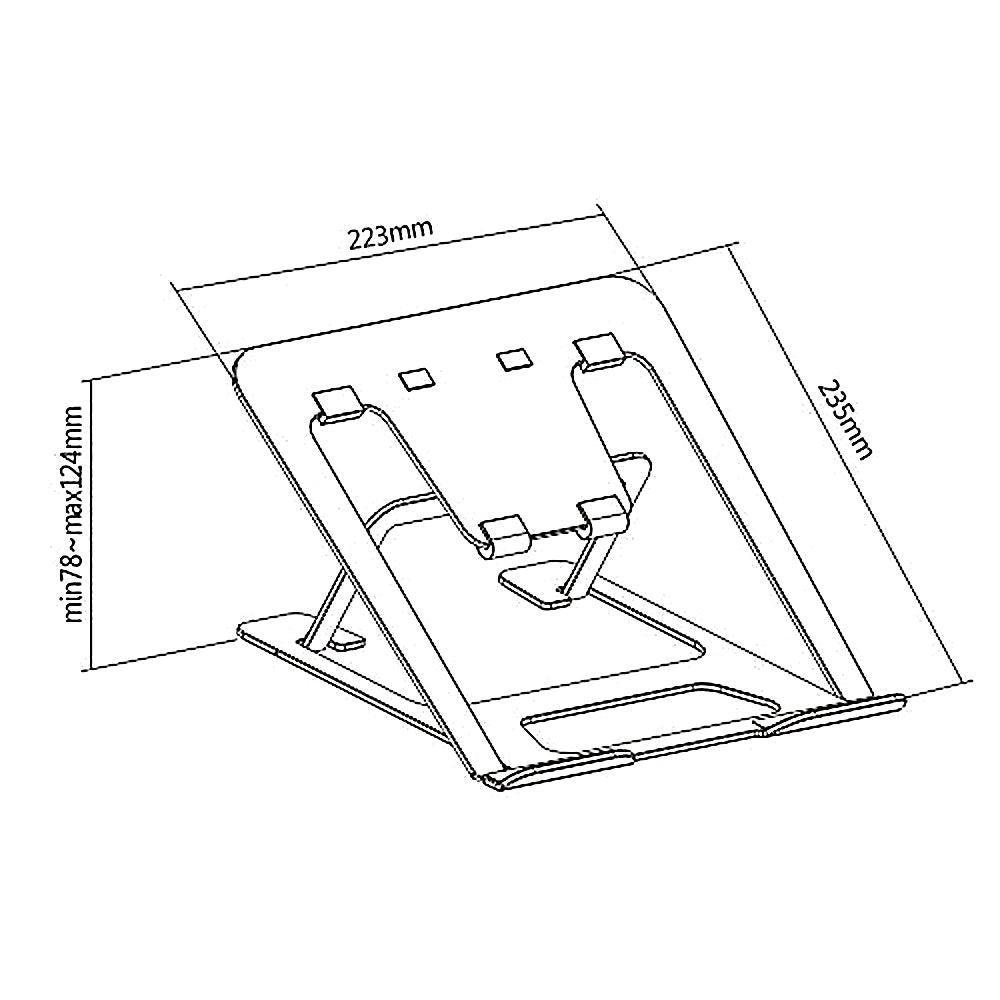 Ultra slim, foldable aluminum laptop stand ERGOOFFICE.EU, gray, suitable for 11-15'' laptops, ER-416 G