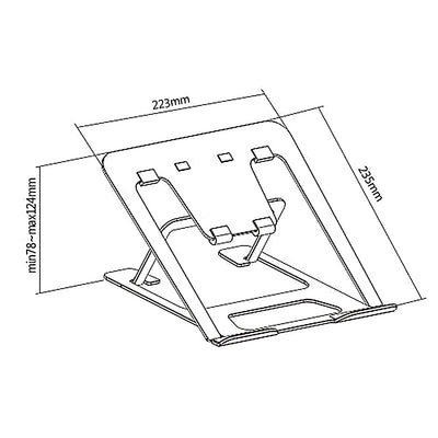Ultra slim, foldable aluminum laptop stand ERGOOFFICE.EU, gray, suitable for 11-15'' laptops, ER-416 G