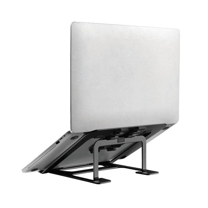 ERGOOFFICE Laptopständer Tragbar 11" - 15'' Aluminium Ultradünn Klappbar 6 Höhenstufen Universala Schwarz