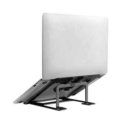 ERGOOFFICE Laptopstandaard Draagbaar 11" - 15'' Aluminium Ultradun Opvouwbaar 6 Hoogteniveaus Universeel Zwart