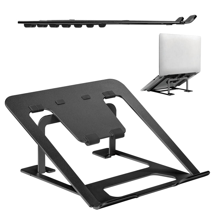 ERGOOFFICE Laptopständer Tragbar 11" - 15'' Aluminium Ultradünn Klappbar 6 Höhenstufen Universala Schwarz