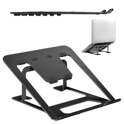ERGOOFFICE Laptop Stand Portable 11" - 15'' Aluminium Ultra Thin Folding 6 Height Levels Universala Black