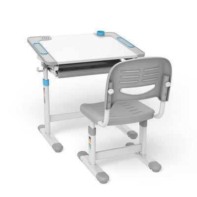 Ergo Office ER-418 Kids Höhenverstellbarer ergonomischer Schreibtisch mit Stuhlset max. 75kg Manuelle Einstellung Neigung 40°