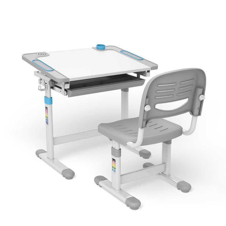 Ergo Office ER-418 Kids Höhenverstellbarer ergonomischer Schreibtisch mit Stuhlset max. 75kg Manuelle Einstellung Neigung 40°