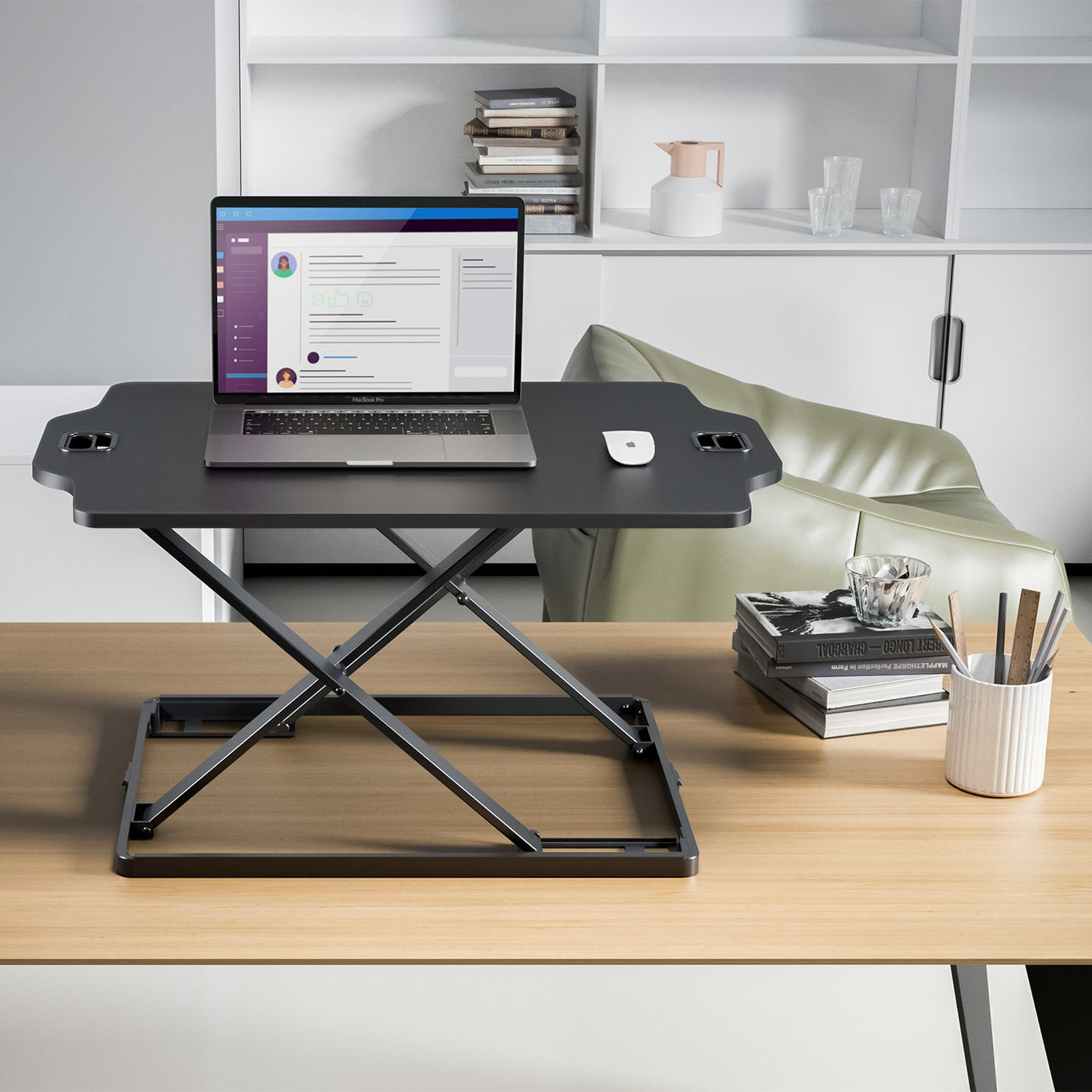 Ergo Office ER-419 Monitor Laptopstandaard Bureau Hoogte Verstelbaar Staand Zitten Werk Ultradun 10kg