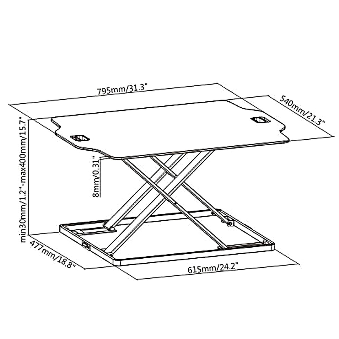 Ergo Office ultradünner Sitz-/Steh-Tischkonverter, weiß, mit Gasfeder, max. 10 kg, ER-420