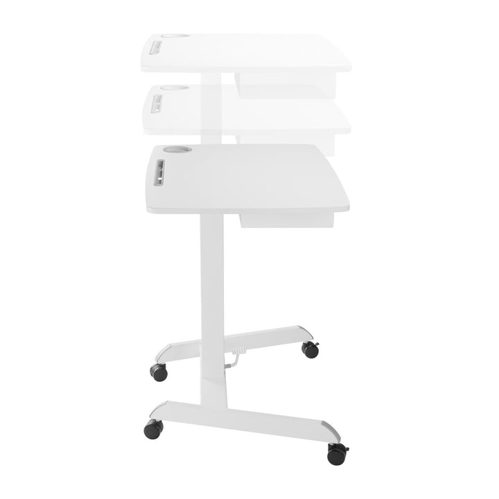 Maclean MC-903W Height Adjustable Workstation Desk with Casters Drawer Laptop Sit Stand Desk 113cm max. 8kg White