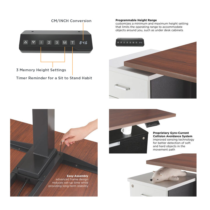 Ergo Office corner electric desk without top, for standing and sitting work, max. 125kg max. height 1280mm, ER-432