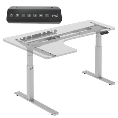 Ergo Office corner electric desk without top, for standing and sitting work, max. 125kg max. height 1280mm, ER-432