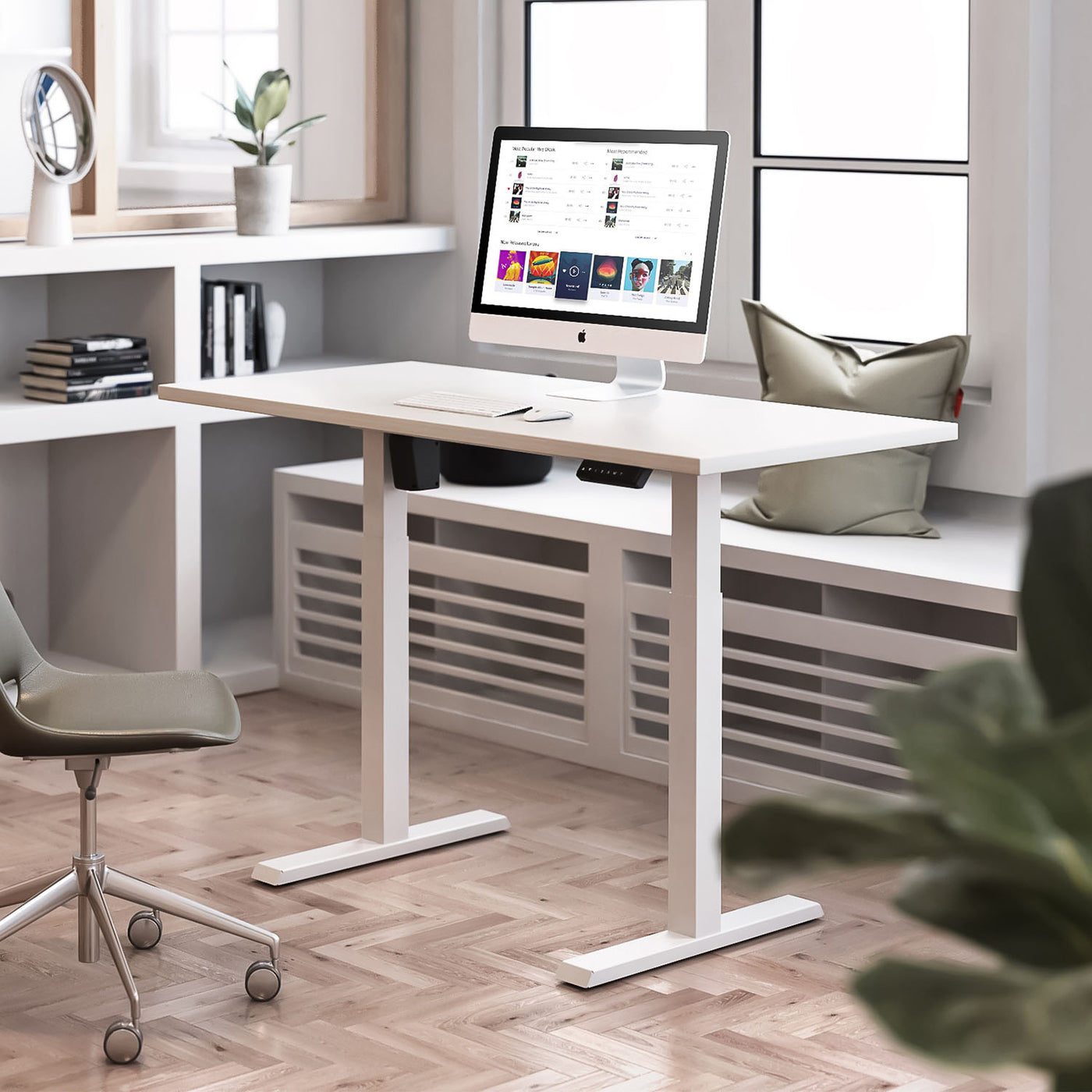 Sit Stand Frame Desk Electric Height Adjustable 80kg Office Without Tabletop